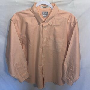 L.L. Bean Men’s Dress Shirt Size Large Peach Wrinkle Resist Trad Fit Business
